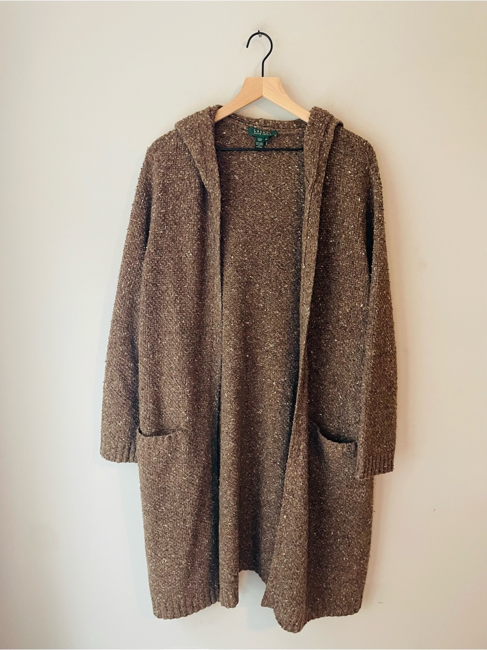 Lauren Ralph Lauren Wool Cashmere Hooded Duster Open Cardigan